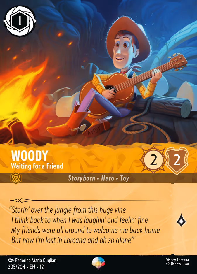Woody - Waiting for a Friend 12-205 Lorcana card