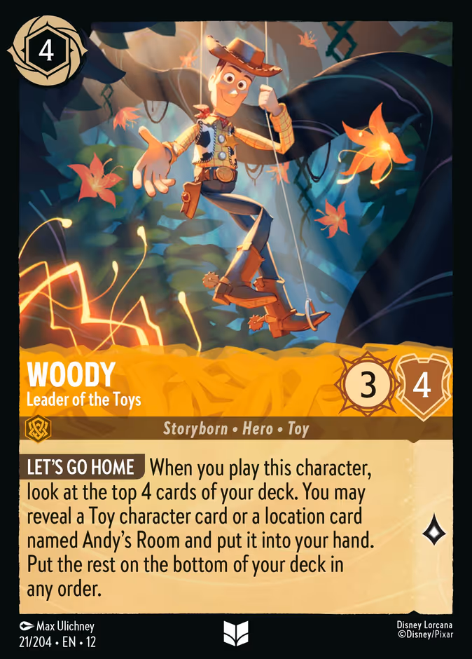 Woody - Leader of the Toys 12-21 Lorcana card