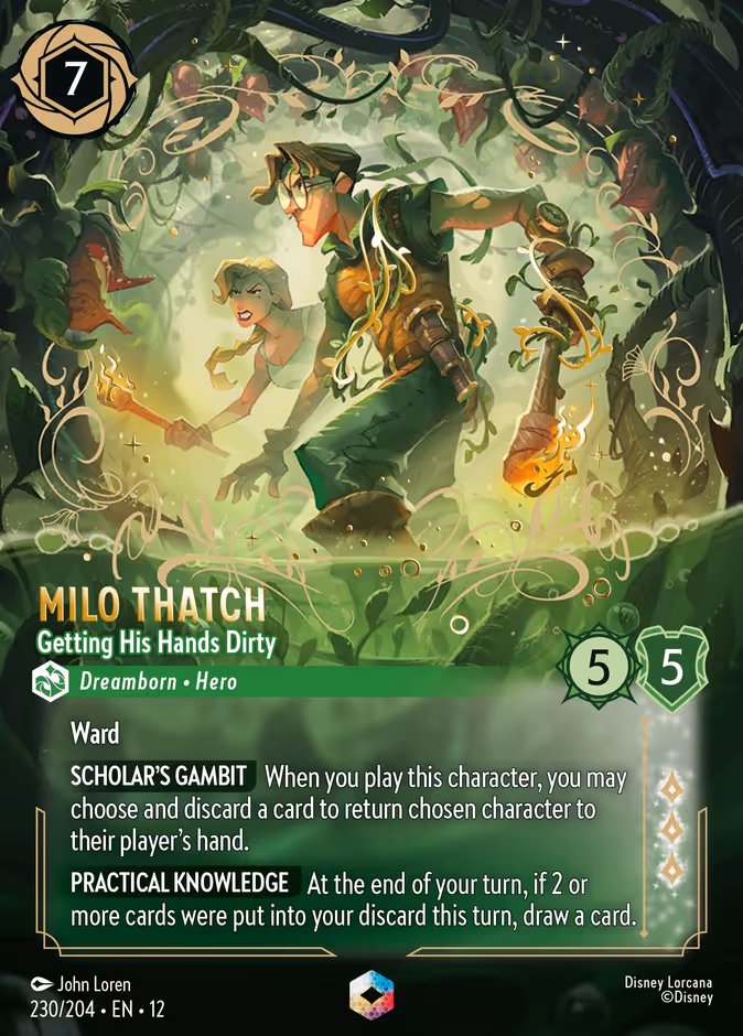 Milo Thatch - Getting His Hands Dirty 12-230 Lorcana card