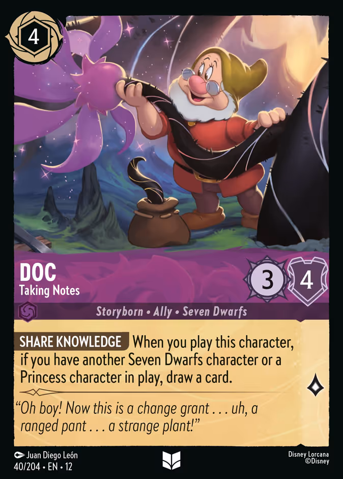 Doc - Taking Notes 12-40 Lorcana card