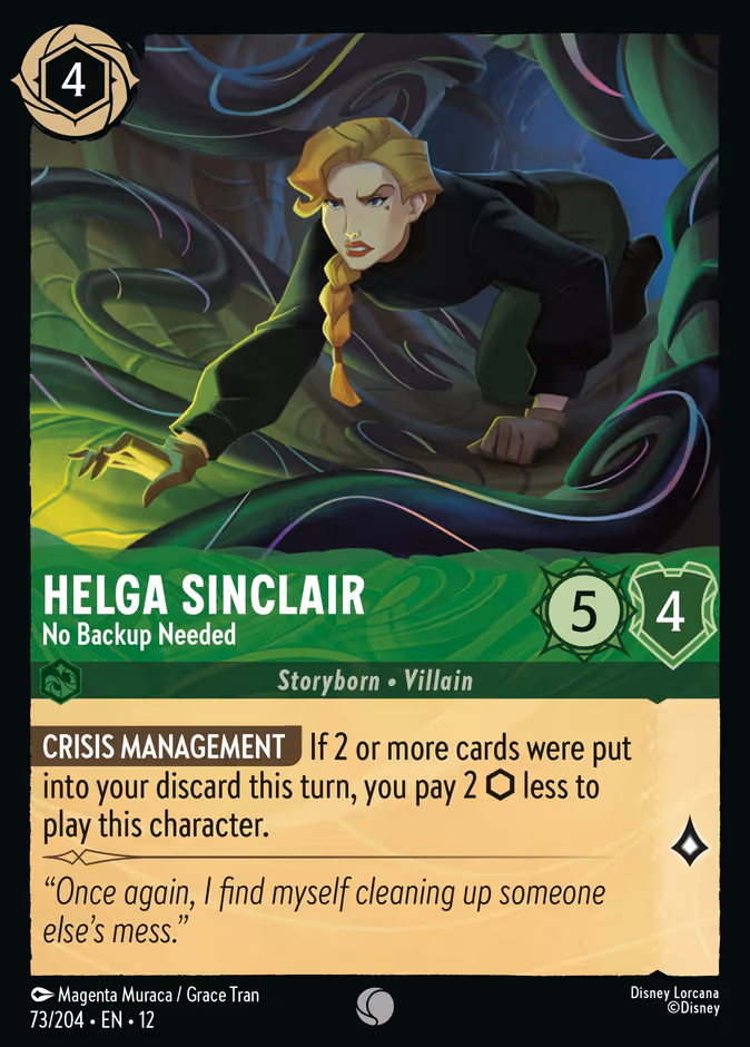 Helga Sinclair - No Backup Needed 12-73 Lorcana card