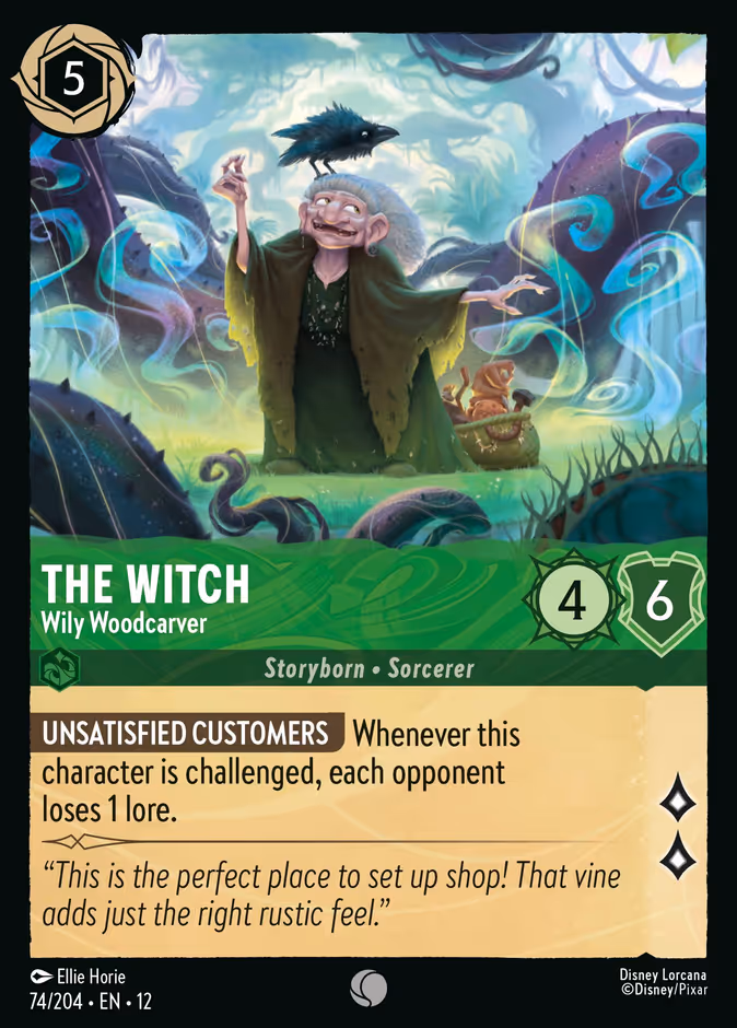 The Witch - Wily Woodcarver 12-74 Lorcana card