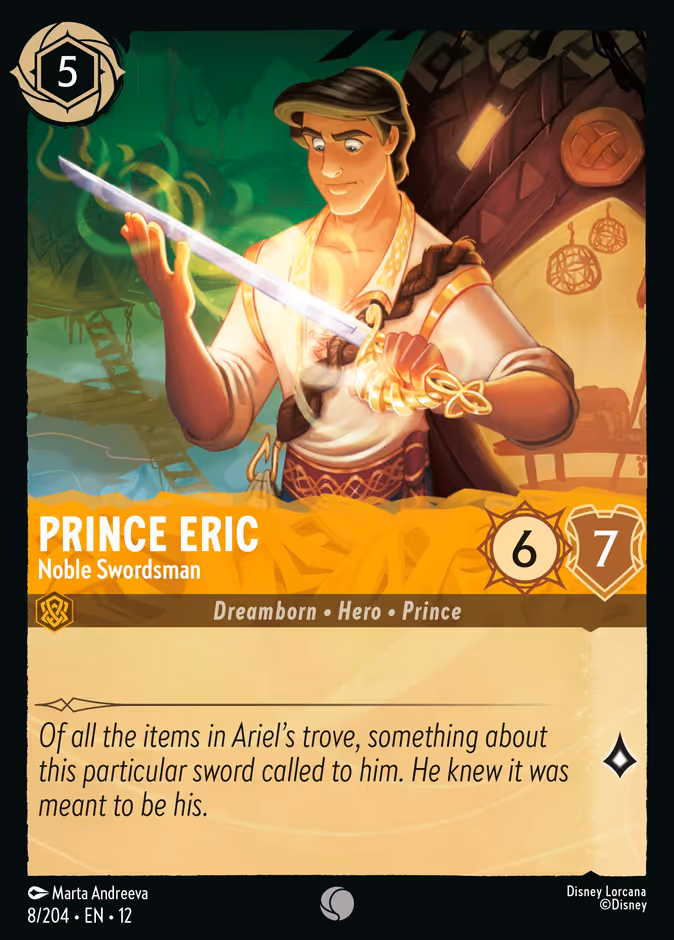 Prince Eric - Noble Swordsman 12-8 Lorcana card