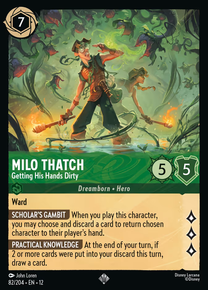 Milo Thatch - Getting His Hands Dirty 12-82 Lorcana card