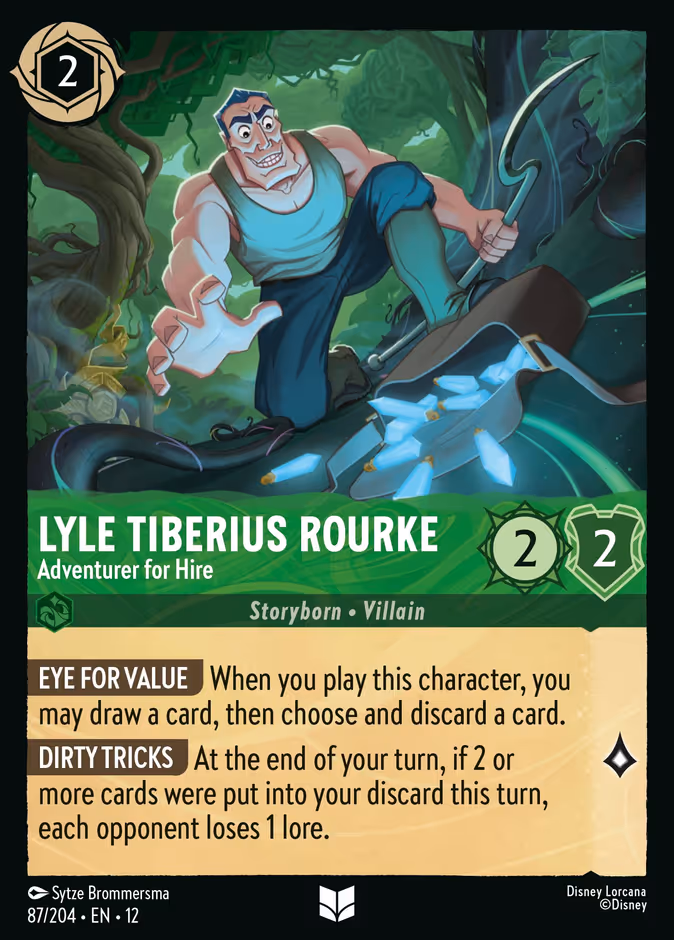 Lyle Tiberius Rourke - Adventurer for Hire 12-87 Lorcana card