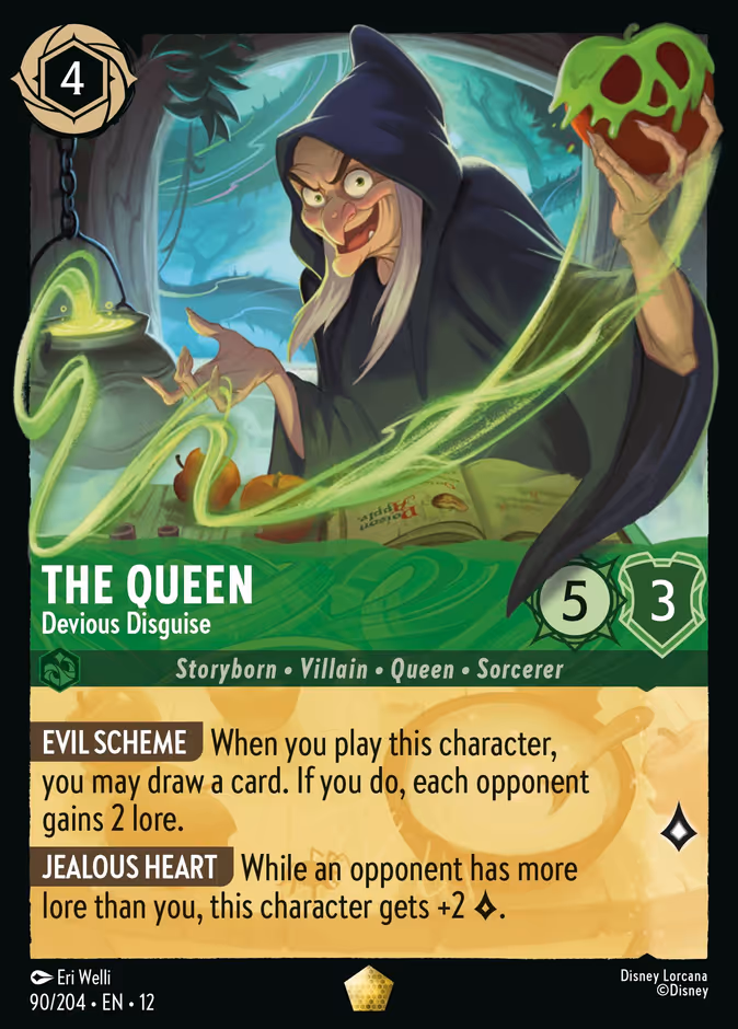 The Queen - Devious Disguise 12-90 Lorcana card