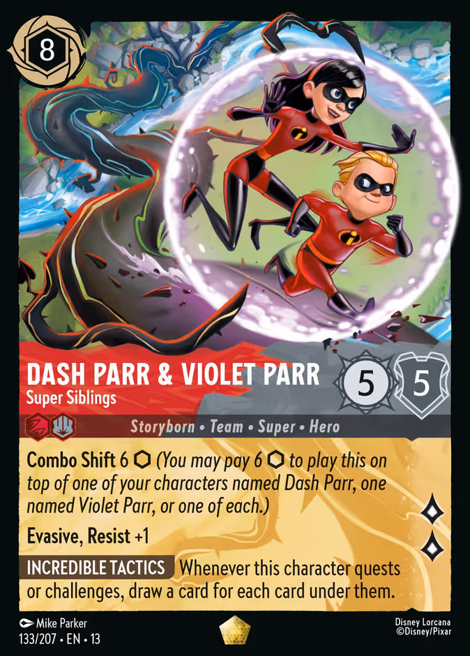 Dash Parr & Violet Parr - Super Siblings 13-133 Lorcana card