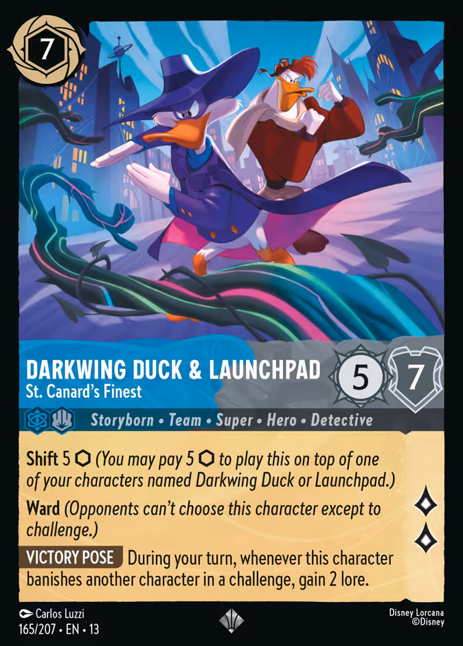Darkwing Duck & Launchpad - St. Canard's Finest 13-165 Lorcana card