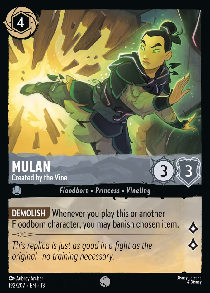 Mulan - Created by the Vine 13-192 Lorcana card