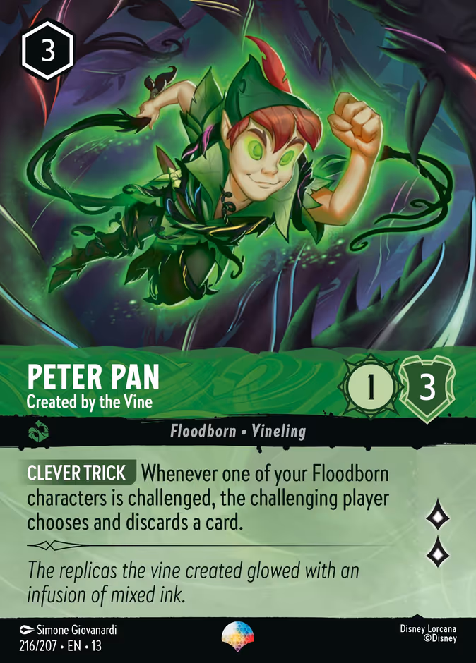 Peter Pan - Created by the Vine 13-216 Lorcana card