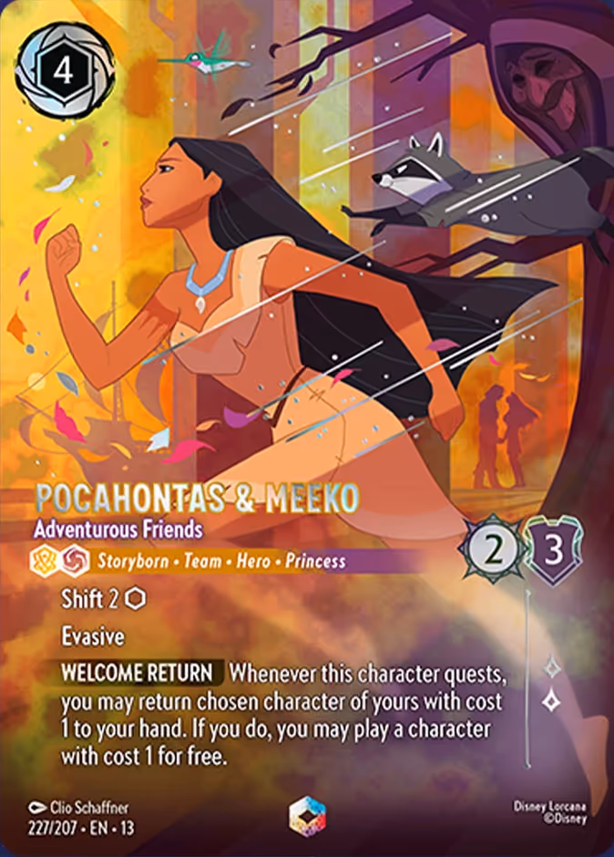 Pocahontas & Meeko - Adventurous Friends 13-227 Lorcana card