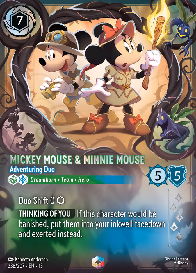 Mickey Mouse & Minnie Mouse - Adventuring Duo 13-238 Lorcana card