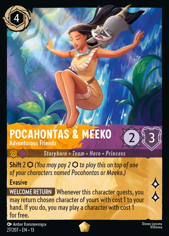 Pocahontas & Meeko - Adventurous Friends 13-27 Lorcana card