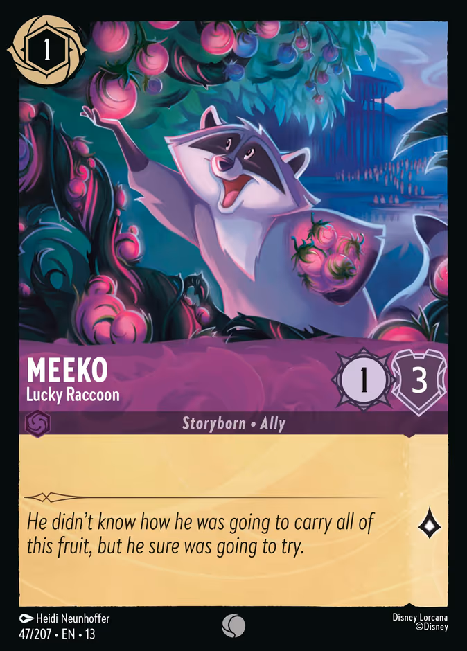 Meeko - Lucky Raccoon 13-47 Lorcana card