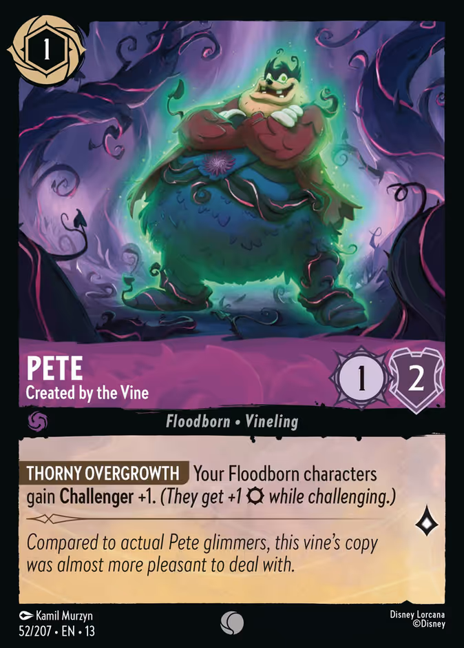 Pete - Created by the Vine 13-52 Lorcana card