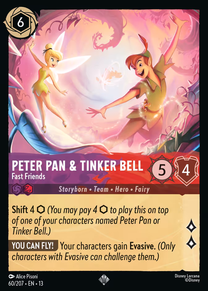 Peter Pan & Tinker Bell - Fast Friends 13-60 Lorcana card