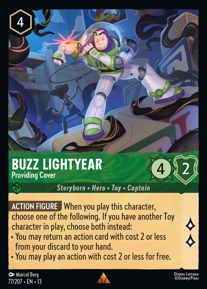 Buzz Lightyear - Providing Cover 13-77 Lorcana card