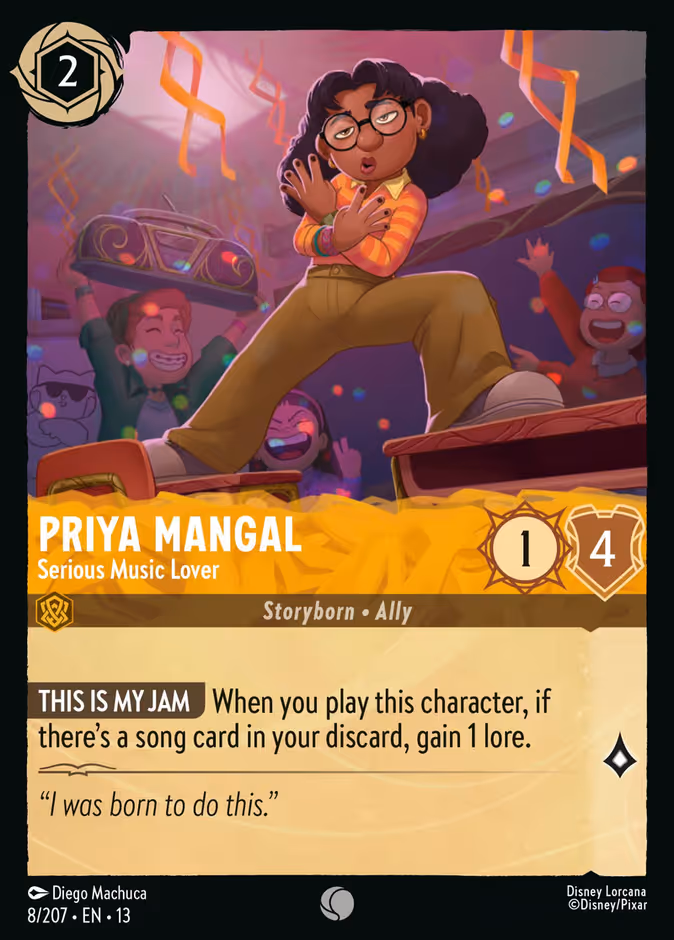 Priya Mangal - Serious Music Lover 13-8 Lorcana card