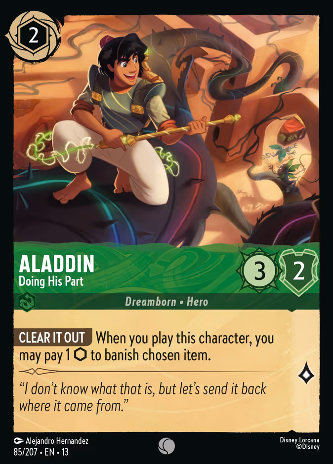 Aladdin - Doing His Part 13-85 Lorcana card