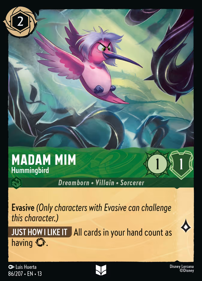 Madam Mim - Hummingbird 13-86 Lorcana card