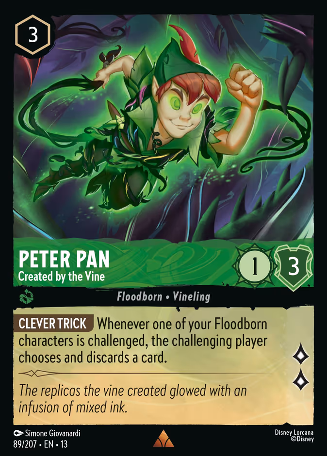 Peter Pan - Created by the Vine 13-89 Lorcana card