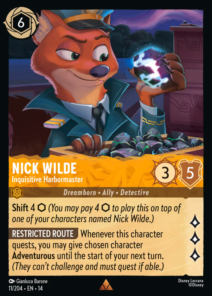 Nick Wilde - Inquisitive Harbormaster 14-11 Lorcana card