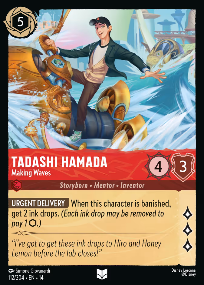 Tadashi Hamada - Making Waves 14-112 Lorcana card