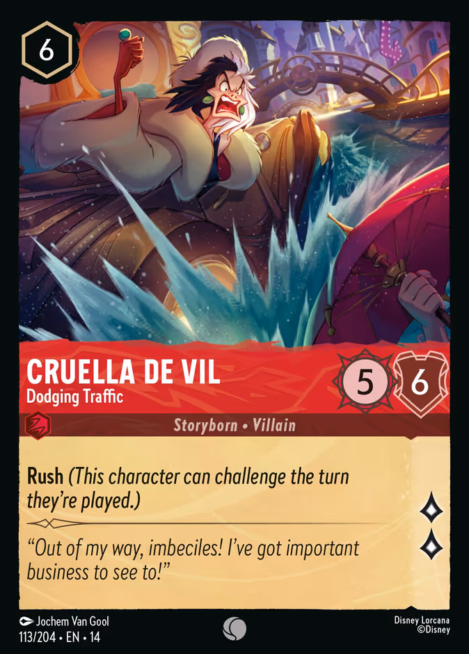Cruella De Vil - Dodging Traffic 14-113 Lorcana card