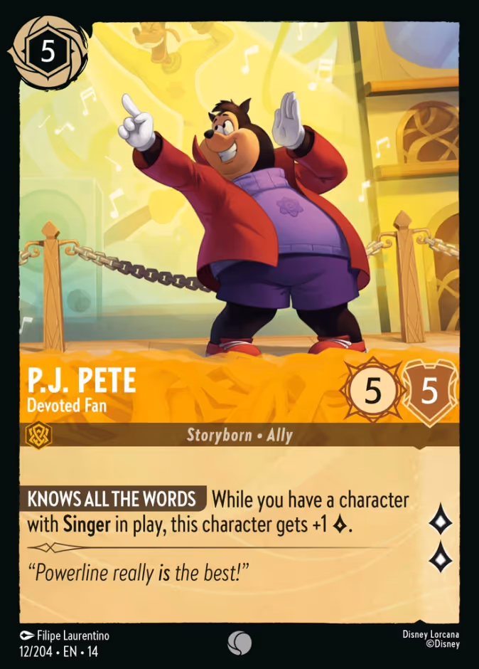 P.J. Pete - Devoted Fan 14-12 Lorcana card