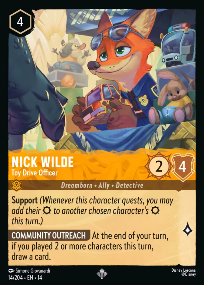 Nick Wilde - Toy Drive Officer 14-14 Lorcana card