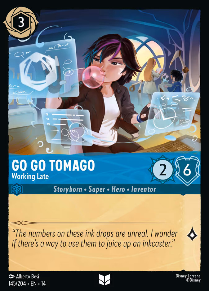 Go Go Tomago - Working Late 14-145 Lorcana card