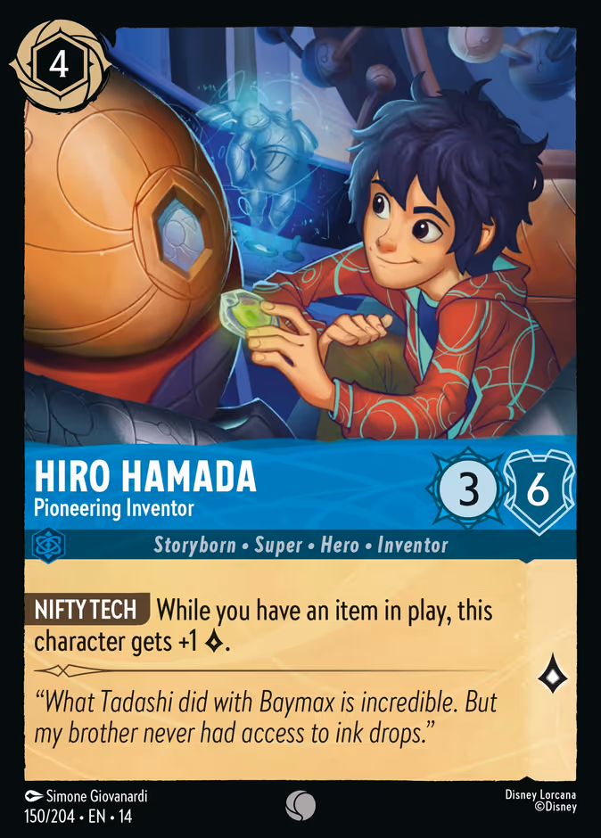 Hiro Hamada - Pioneering Inventor 14-150 Lorcana card