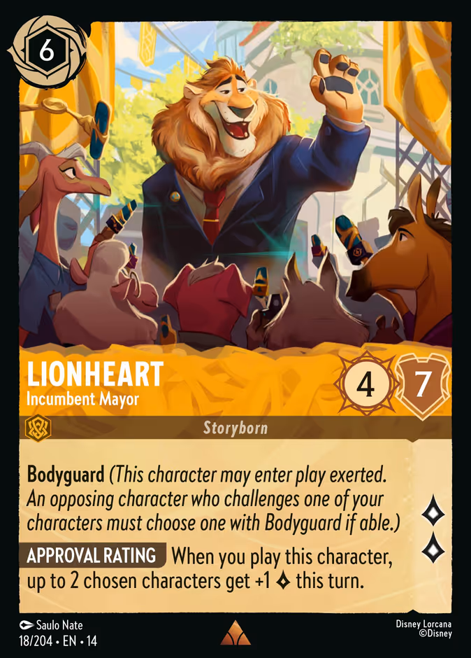Lionheart - Incumbent Mayor 14-18 Lorcana card