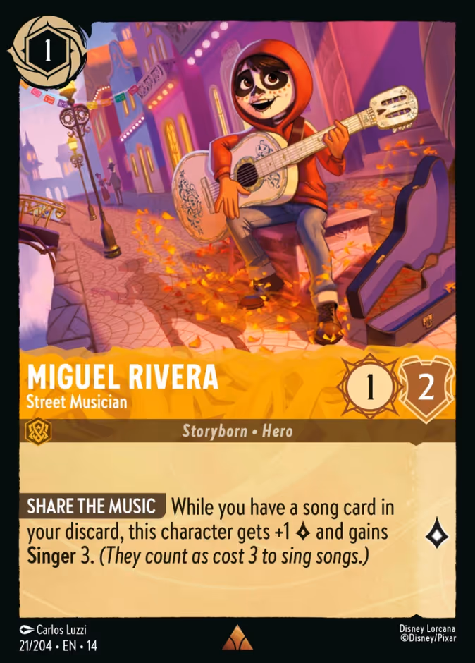 Miguel Rivera - Street Musician 14-21 Lorcana card