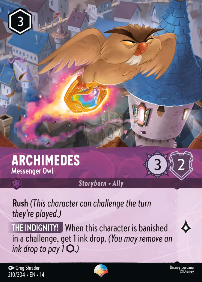 Archimedes - Messenger Owl 14-210 Lorcana card