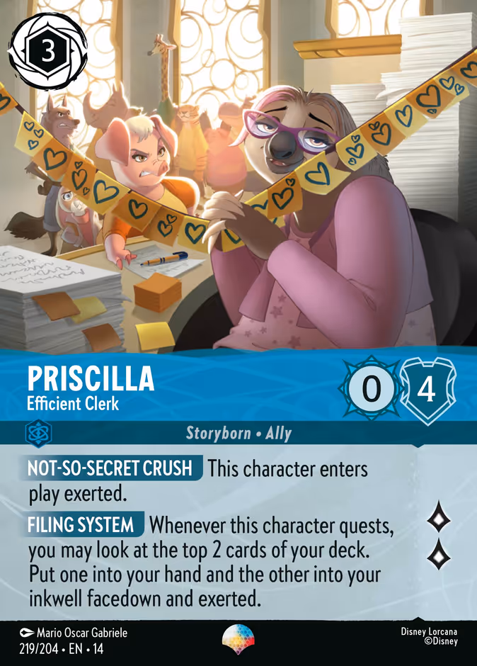Priscilla - Efficient Clerk 14-219 Lorcana card