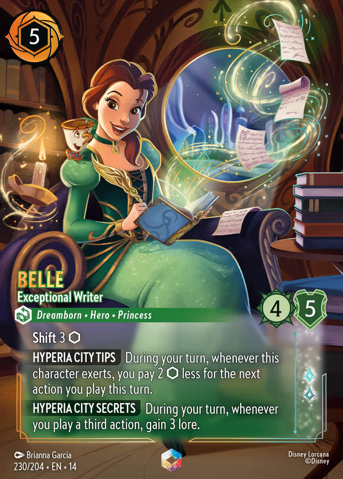 Belle - Exceptional Writer 14-230 Lorcana card