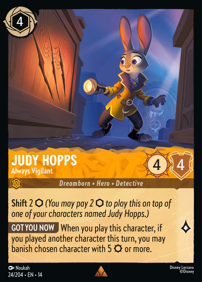 Judy Hopps - Always Vigilant 14-24 Lorcana card