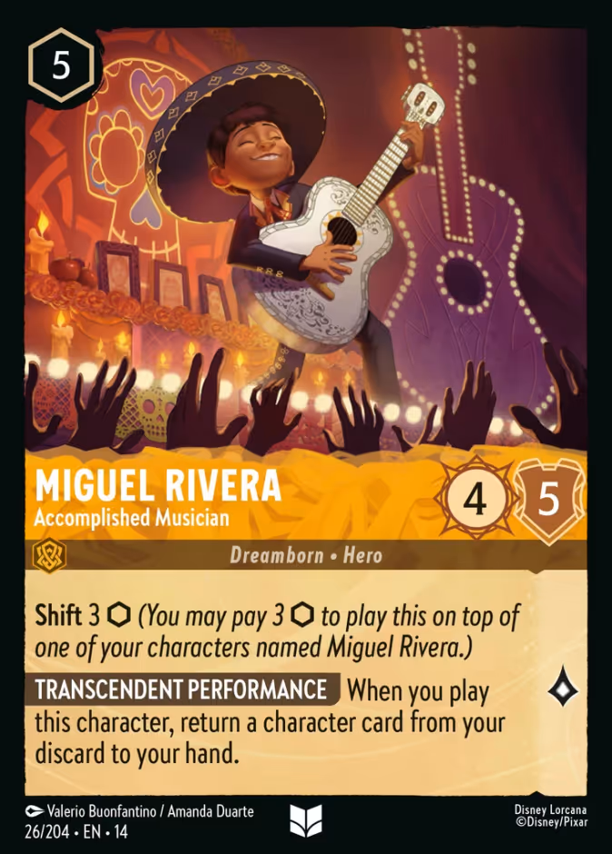 Miguel Rivera - Accomplished Musician 14-26 Lorcana card