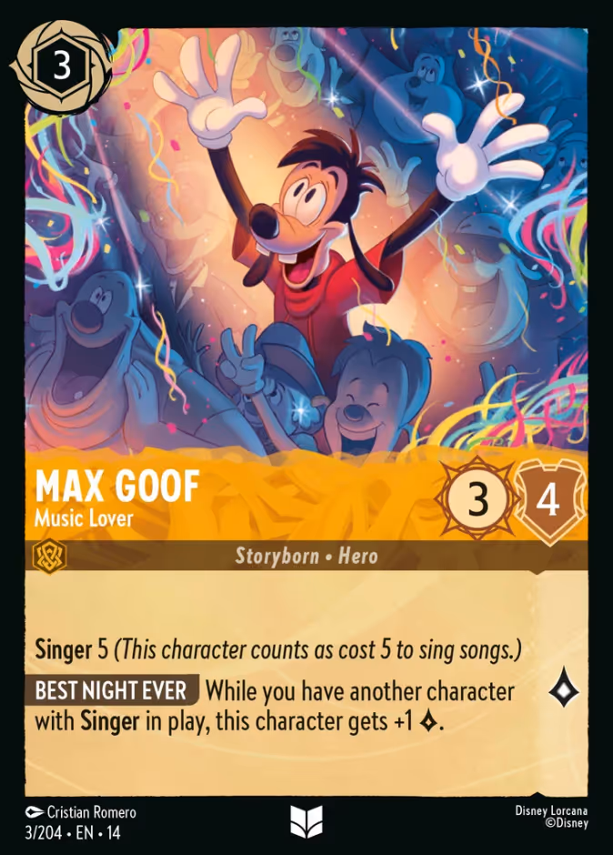 Max Goof - Music Lover 14-3 Lorcana card