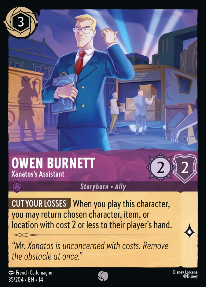 Owen Burnett - Xanatos's Assistant 14-35 Lorcana card