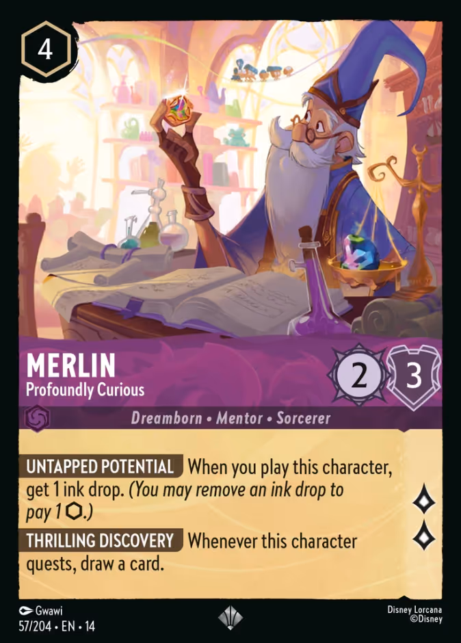 Merlin - Profoundly Curious 14-57 Lorcana card