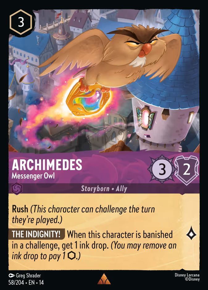 Archimedes - Messenger Owl 14-58 Lorcana card