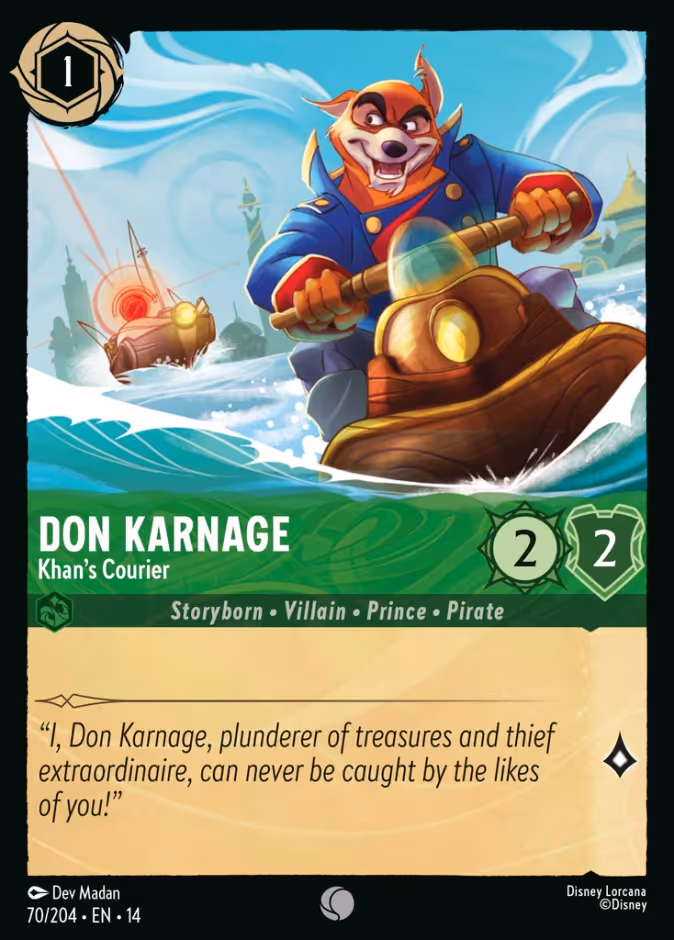 Don Karnage - Khan's Courier 14-70 Lorcana card