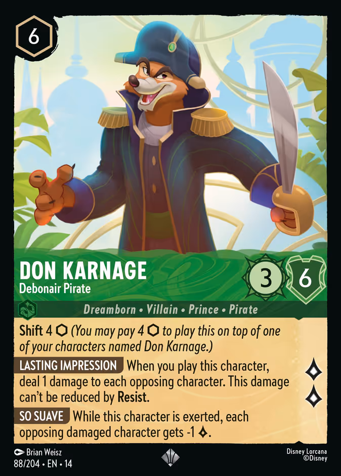 Don Karnage - Debonair Pirate 14-88 Lorcana card