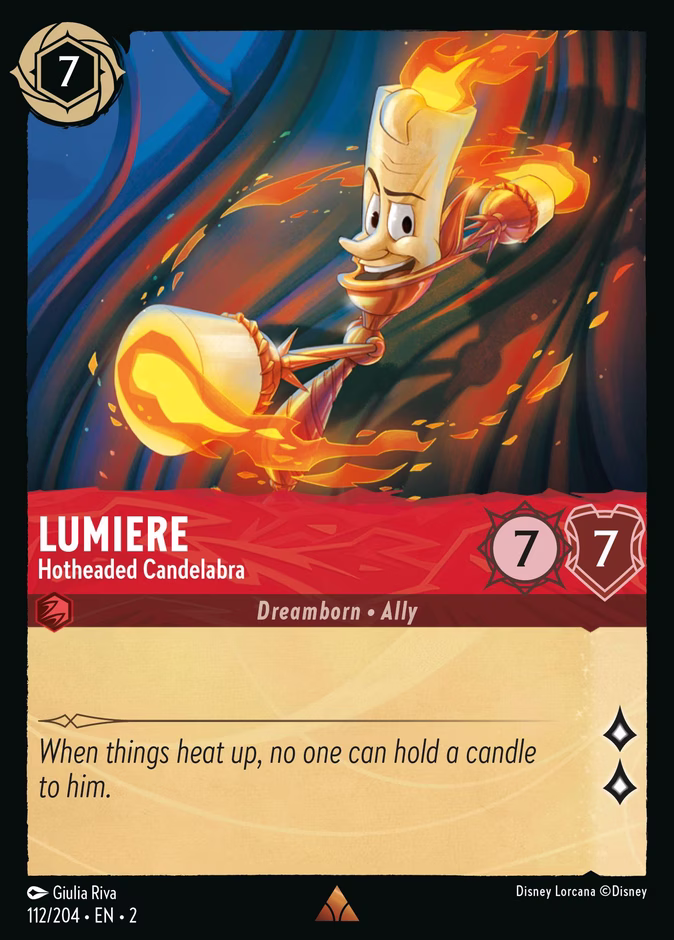 Lumiere - Hotheaded Candelabra 2-112 Lorcana card