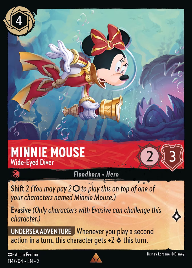 Minnie Mouse - Wide-Eyed Diver 2-114 Lorcana card
