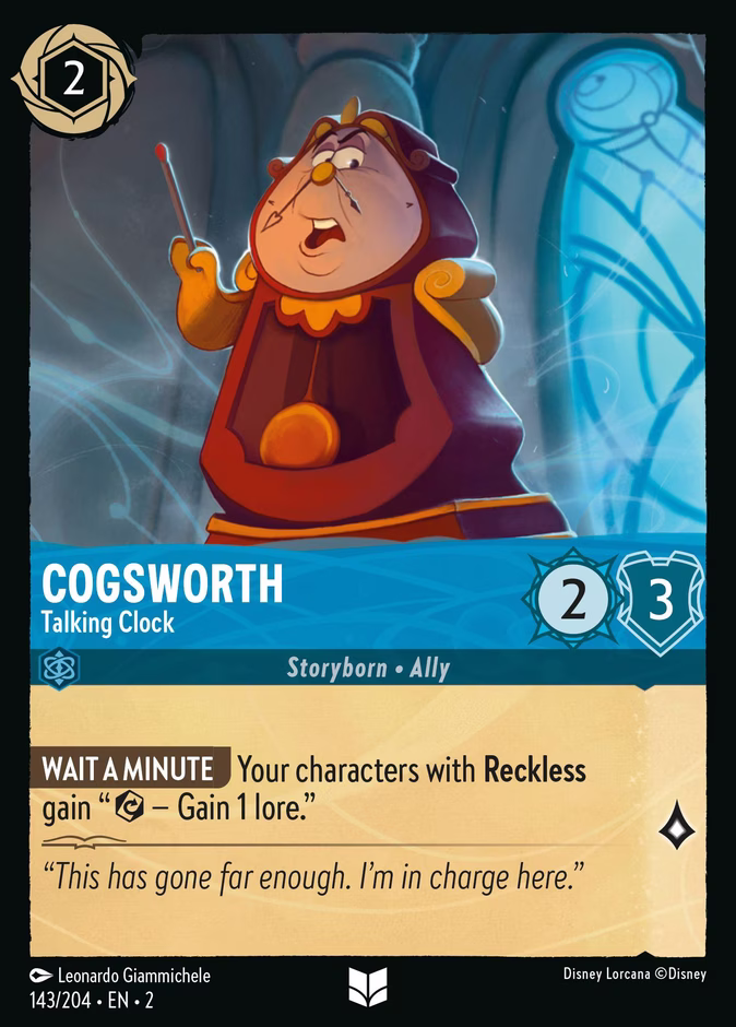 Cogsworth - Talking Clock 2-143 Lorcana card