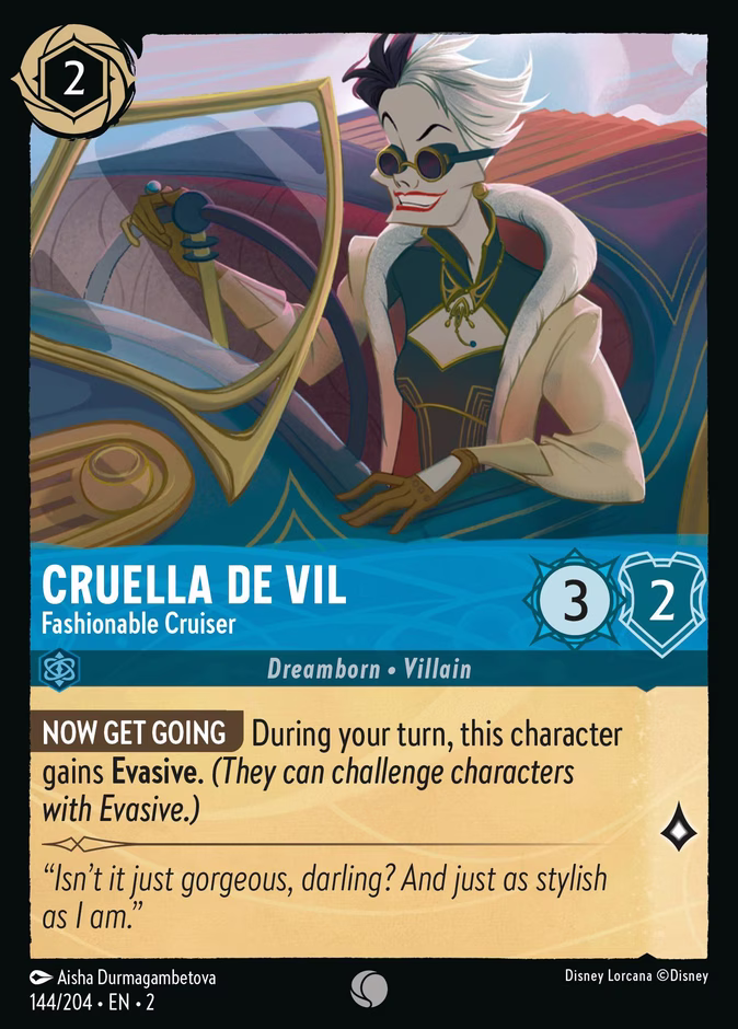 Cruella De Vil - Fashionable Cruiser 2-144 Lorcana card