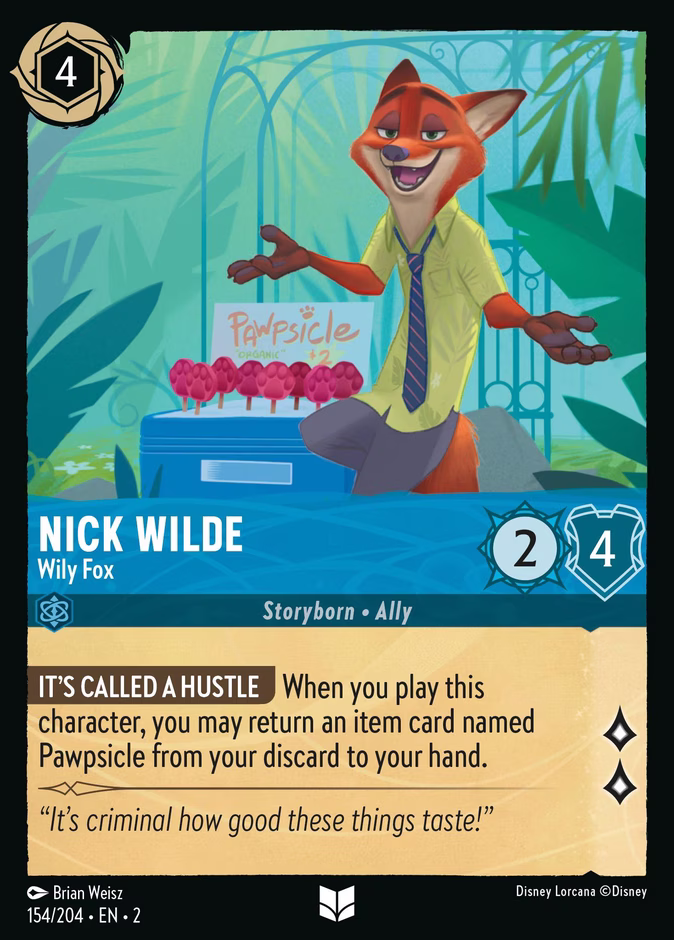 Nick Wilde - Wily Fox 2-154 Lorcana card